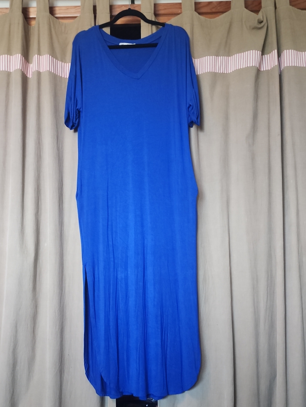 Blue V-Neck Maxi Dress